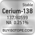 cerium-138 isotope cerium-138 enriched cerium-138 abundance cerium-138 atomic mass cerium-138