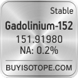 gadolinium-152 isotope gadolinium-152 enriched gadolinium-152 abundance gadolinium-152 atomic mass gadolinium-152