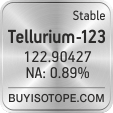 tellurium-123 isotope tellurium-123 enriched tellurium-123 abundance tellurium-123 atomic mass tellurium-123